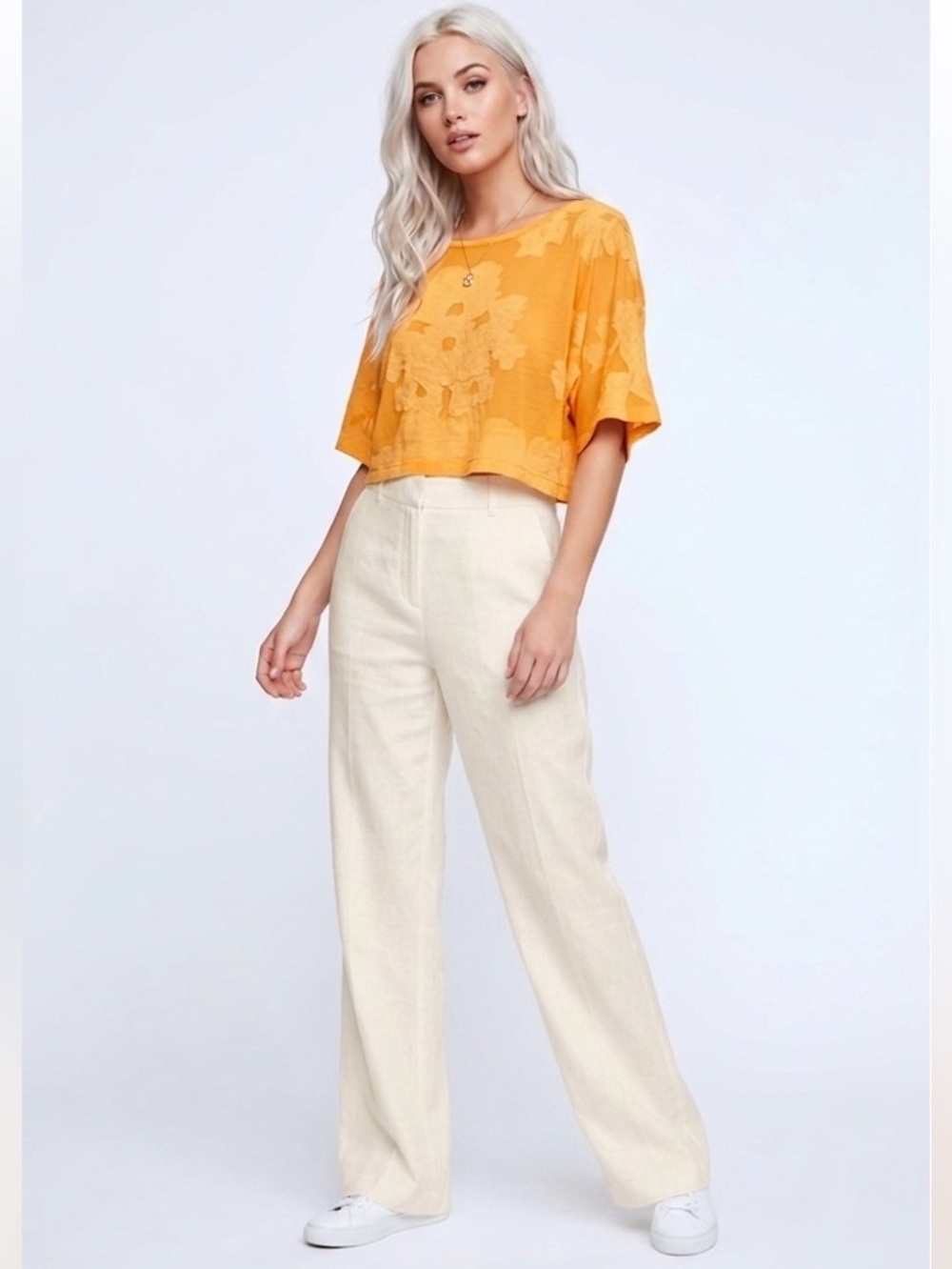 Wilfred Overside Semi Sheer Floral Print Crop Top